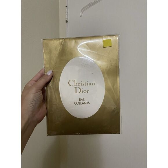 CHRISTIAN DIOR BAS COLLANTS white logo vintage pantyhose medium c2002 ytk-03 - Picture 4 of 6